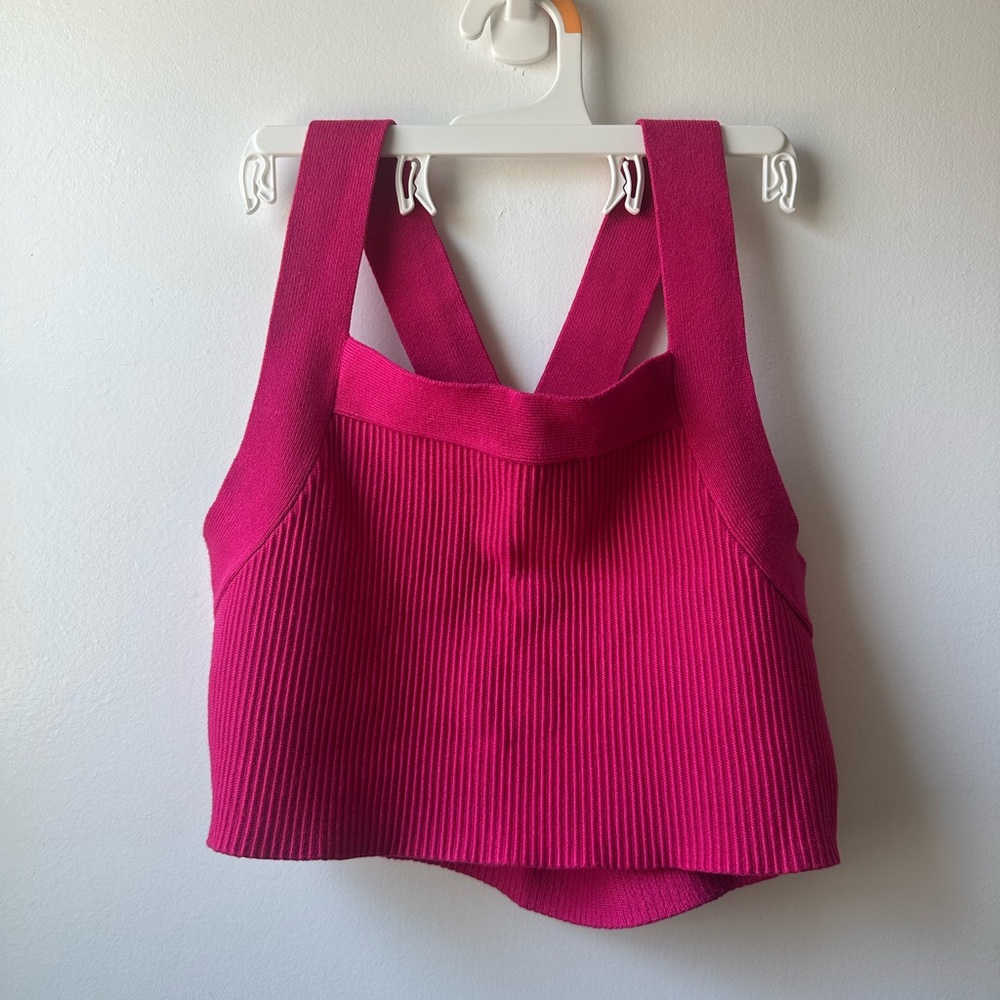 House of Harlow 1960 Pink Ribbed Crop Tank Top